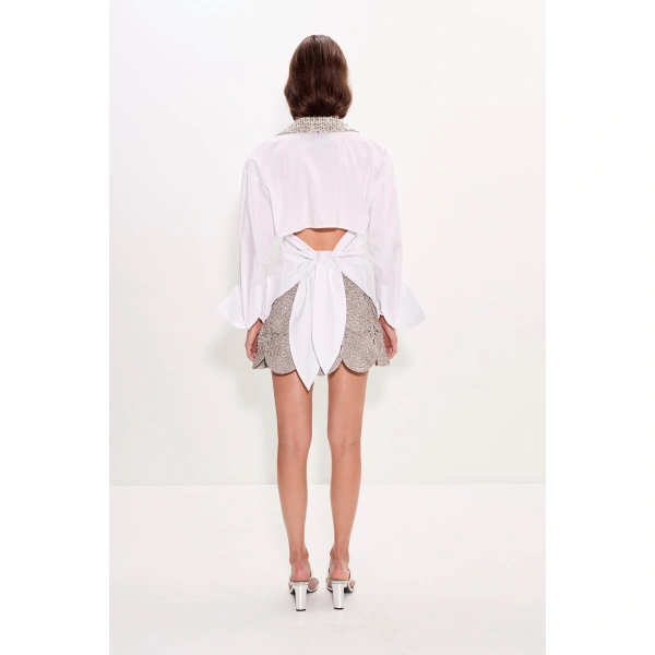Simon Miller Beep Beep Mini Skirt in Satellite Silver | Mini Skirts | Coveti