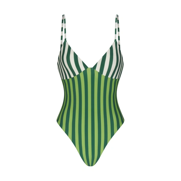 Behati One Piece in Green Stripe Combo