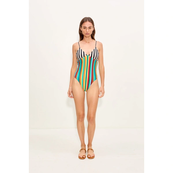 Simon Miller Behati One Piece in Vibrant Multi Stripe | Swimsuits | Coveti