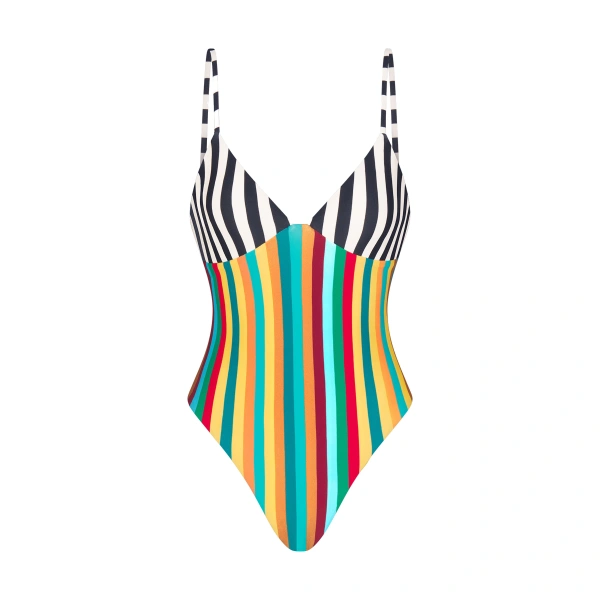 Behati One Piece in Vibrant Multi Stripe