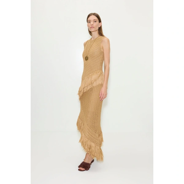 Simon Miller Beja Crochet Dress in Natural | Midi Dresses | Coveti