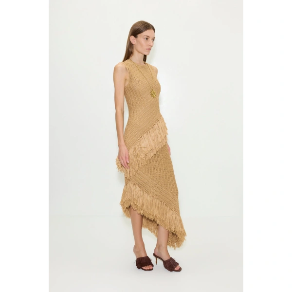 Simon Miller Beja Crochet Dress in Natural | Midi Dresses | Coveti