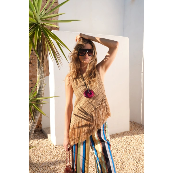 Simon Miller Beja Crochet Top in Natural | Sleeveless Tops | Coveti