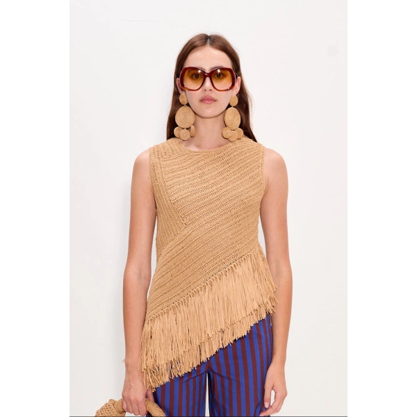 Simon Miller Beja Crochet Top in Natural | Sleeveless Tops | Coveti