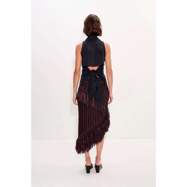 Simon Miller Beja Midi Skirt in Choco Brown and Black Combo | Midi Skirts | Coveti