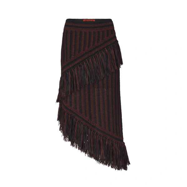 Beja Midi Skirt in Choco Brown and Black Combo