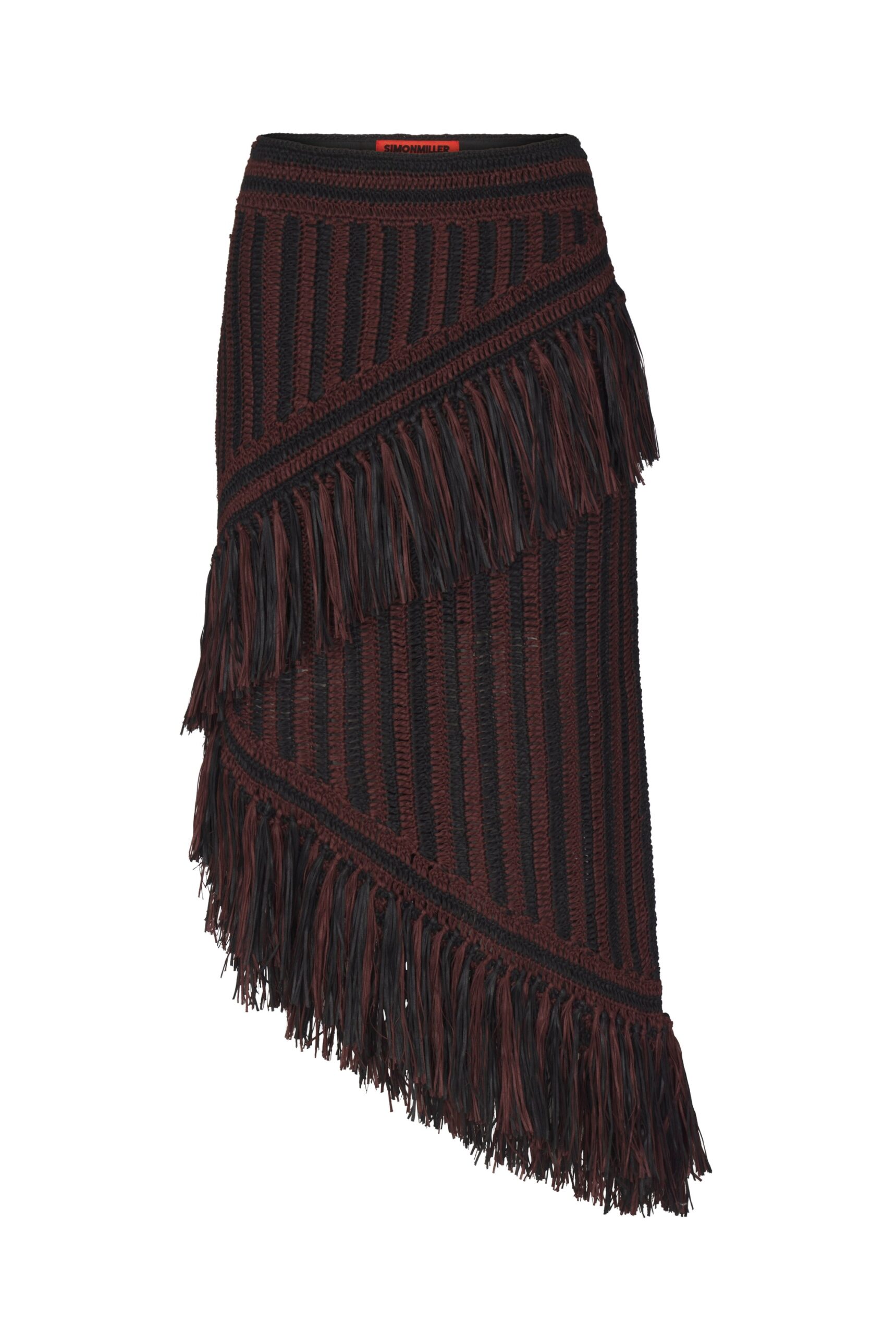 Simon Miller Beja Midi Skirt in Choco Brown and Black Combo Simon Miller Beja Midi Skirt in Choco Brown and Black Combo | Midi Skirts | Coveti