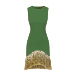Simon Miller Bowie Fringe Mini Dress in Spruce Green | Mini Dresses | Coveti