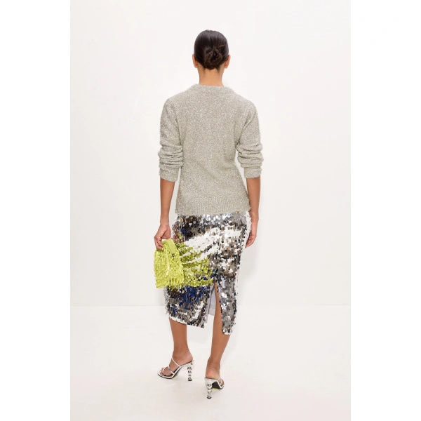 Simon Miller Briar Tinsel Knit Cardigan in Satellite Silver | Cardigans | Coveti