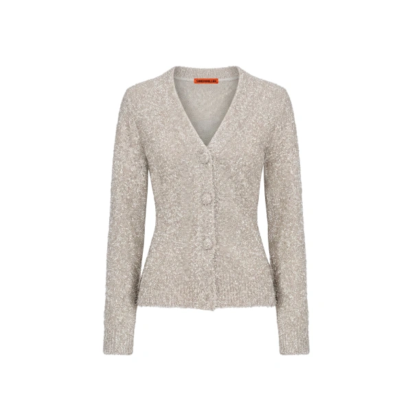 Simon Miller Briar Tinsel Knit Cardigan in Satellite Silver | Cardigans | Coveti