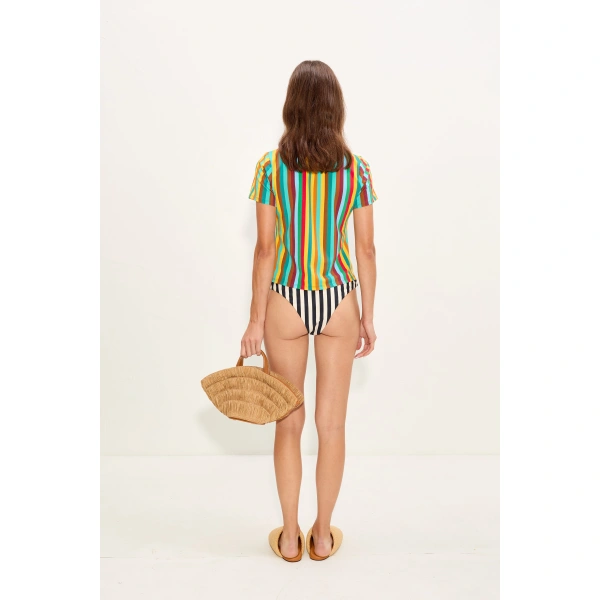 Simon Miller Bwai Bikini Bottom in Black and White Stripe | Bikinis | Coveti