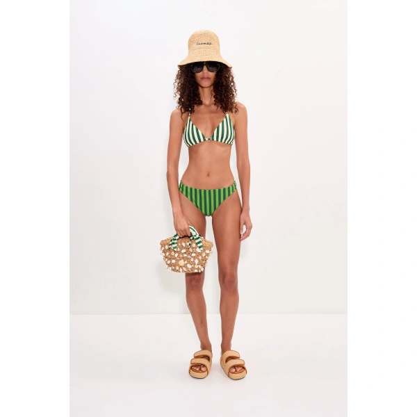 Simon Miller Bwai Bikini Top in Gummy Green and Ecru | Bikinis | Coveti