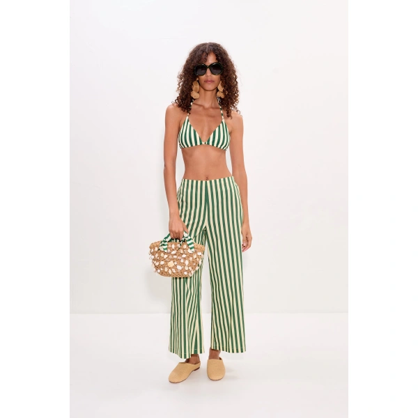 Simon Miller Bwai Bikini Top in Gummy Green and Ecru | Bikinis | Coveti
