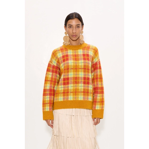 Simon Miller Calder Knit Sweater in Solar Plaid | Sweaters | Coveti