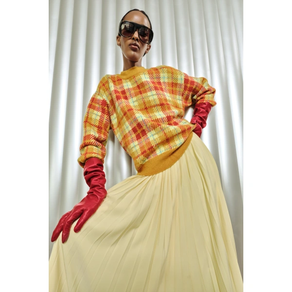 Simon Miller Calder Knit Sweater in Solar Plaid | Sweaters | Coveti