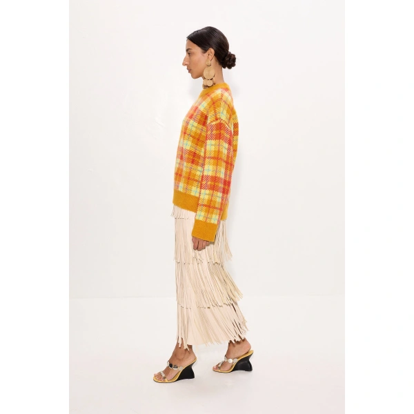 Simon Miller Calder Knit Sweater in Solar Plaid | Sweaters | Coveti