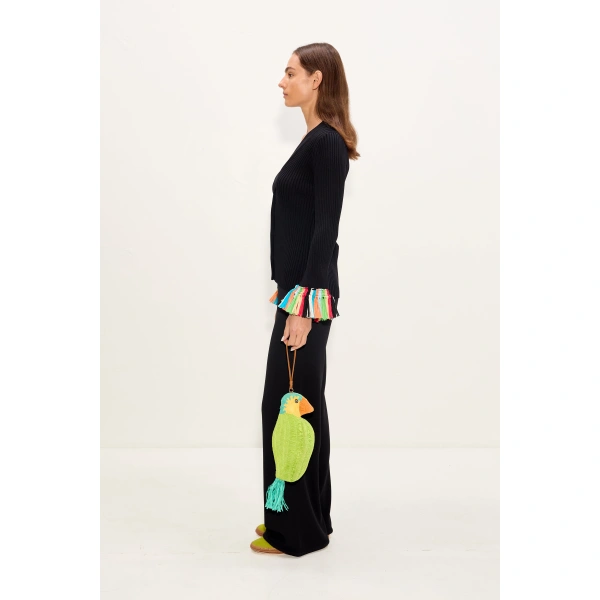 Simon Miller Cara Knit Fringe Cardigan in Black Multi | Cardigans | Coveti