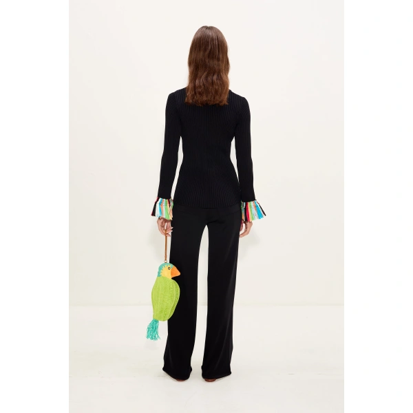Simon Miller Cara Knit Fringe Cardigan in Black Multi | Cardigans | Coveti