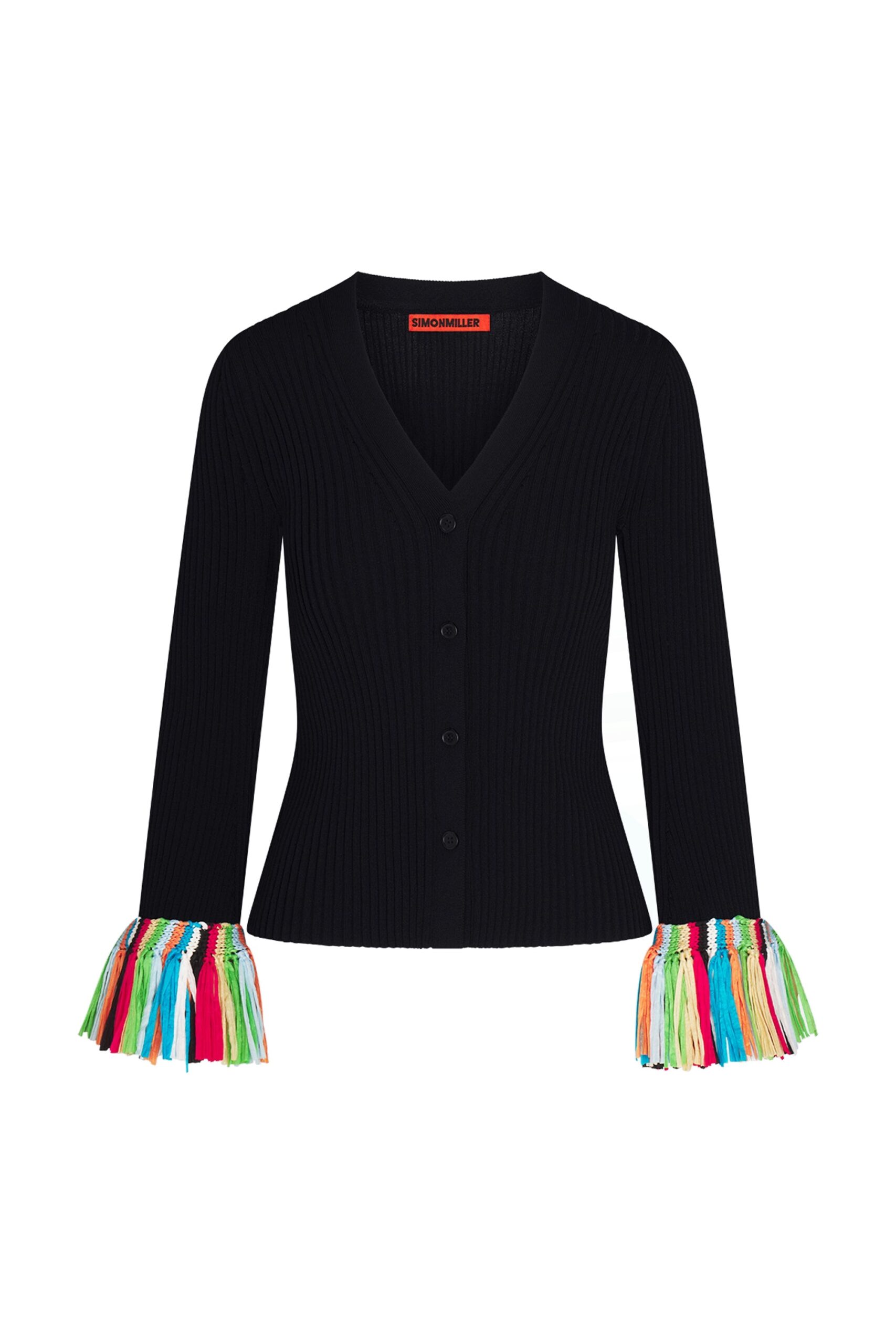 Simon Miller Cara Knit Fringe Cardigan in Black Multi Simon Miller Cara Knit Fringe Cardigan in Black Multi | Cardigans | Coveti