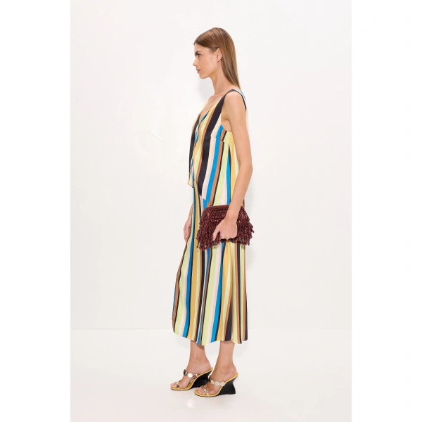 Simon Miller Cece Asymmetrical Midi Dress in Ocean Stripe | Midi Dresses | Coveti