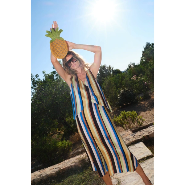 Simon Miller Cece Asymmetrical Midi Dress in Ocean Stripe | Midi Dresses | Coveti