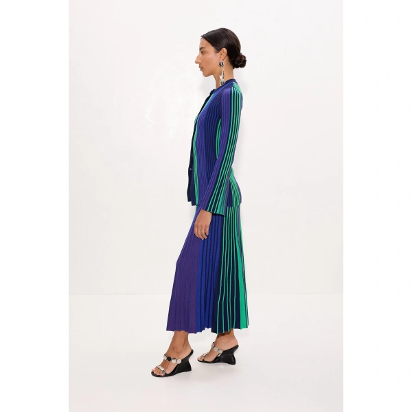 Simon Miller Celia Knit Skirt in Cool Tone Rib | Pleated Skirts | Coveti