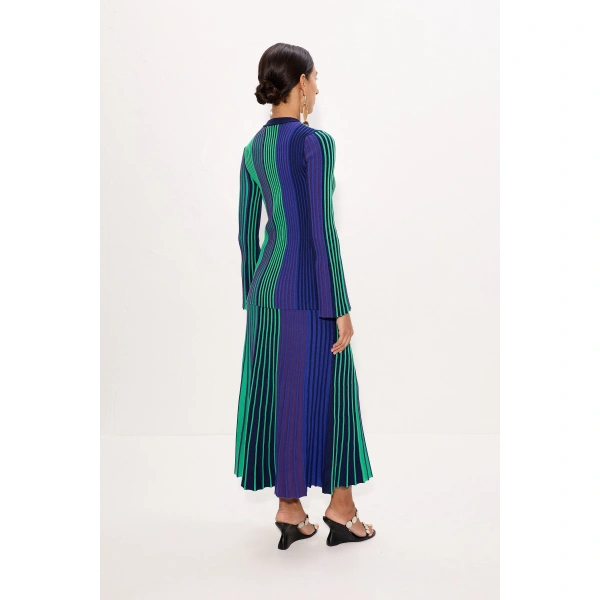 Simon Miller Celia Knit Skirt in Cool Tone Rib | Pleated Skirts | Coveti