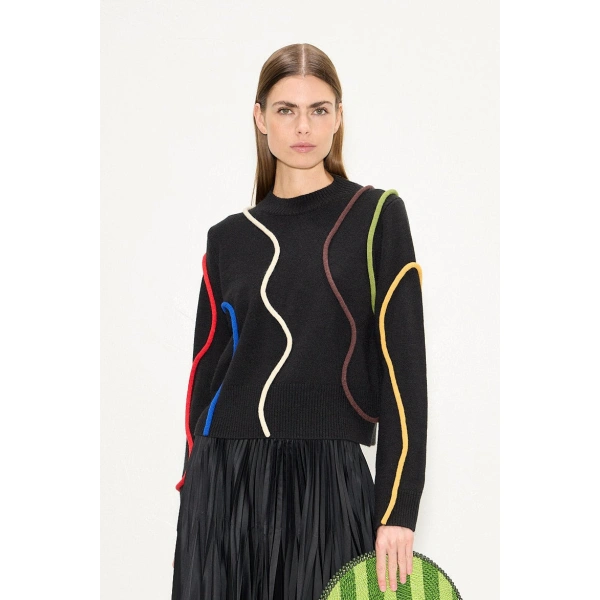 Simon Miller Cher Squiggle Sweater in Black Multi | Sweaters | Coveti