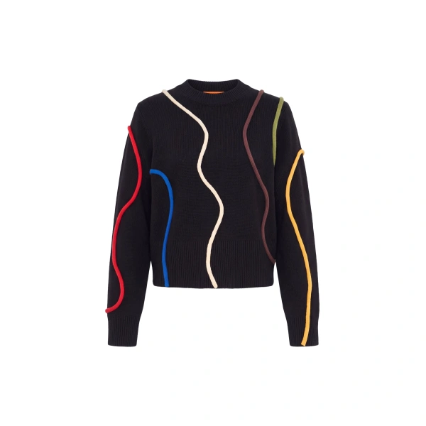 Cher Squiggle Sweater in Black Multi