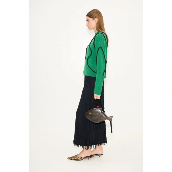 Simon Miller Cher Squiggle Sweater in Grass Green and Black | Sweaters | Coveti