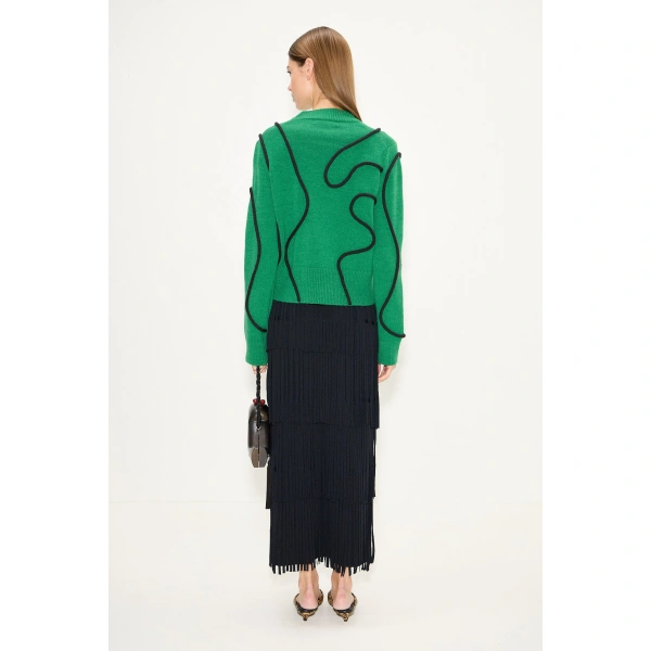 Simon Miller Cher Squiggle Sweater in Grass Green and Black | Sweaters | Coveti