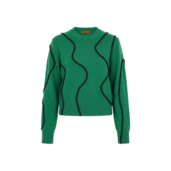 Simon Miller Cher Squiggle Sweater in Grass Green and Black | Sweaters | Coveti