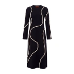 Simon Miller Codi Squiggle Sweater Dress in Black and Cream | Midi Dresses | Coveti