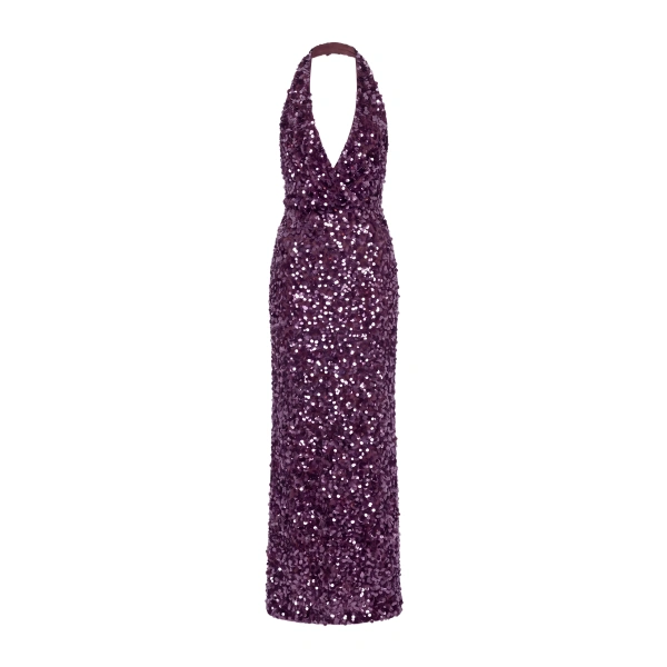 Davina Sequin Maxi Dress in Plum