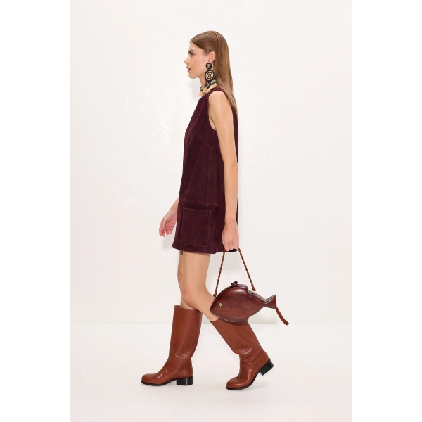 Simon Miller Delphine Suede Mini Dress in Bordeaux | Mini Dresses | Coveti