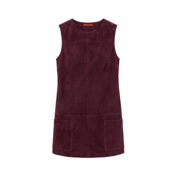 Delphine Suede Mini Dress in Bordeaux