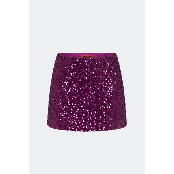 Simon Miller Dizzy Sequin Skirt in Amethyst | Mini Skirts | Coveti