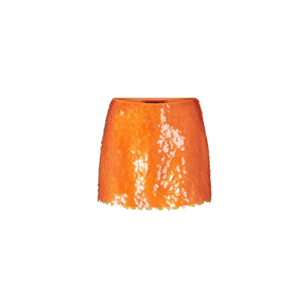Simon Miller Dizzy Sequin Skirt in Tangerine Orange | Mini Skirts | Coveti