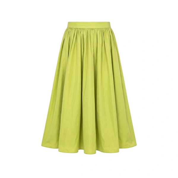 Simon Miller Effie Taffeta Skirt in Chartreuse | Midi Skirts | Coveti