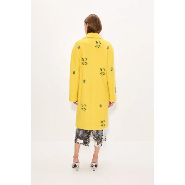 Simon Miller Esme Embellished Coat in Lemon Yellow | Coats | Coveti