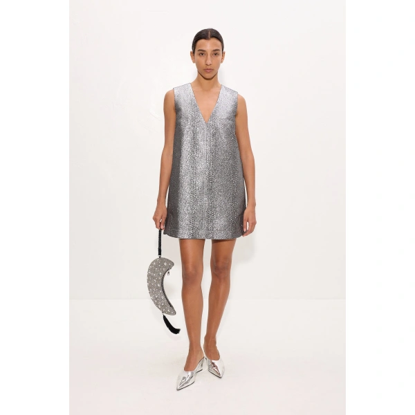 Simon Miller Fountain Metallic Mini Dress in Pewter | Mini Dresses | Coveti
