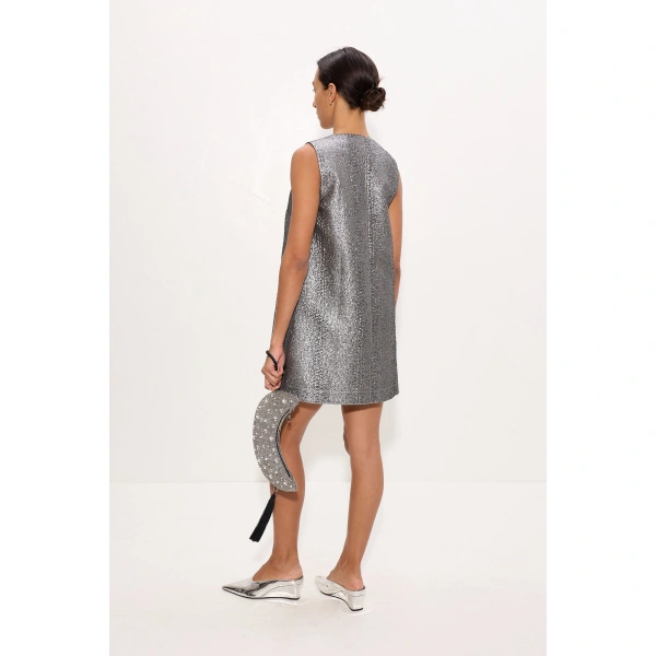Simon Miller Fountain Metallic Mini Dress in Pewter | Mini Dresses | Coveti