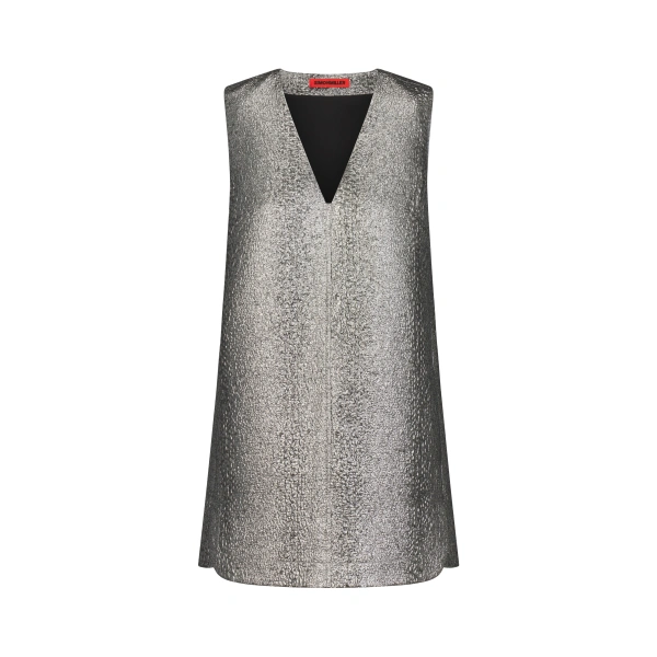 Fountain Metallic Mini Dress in Pewter