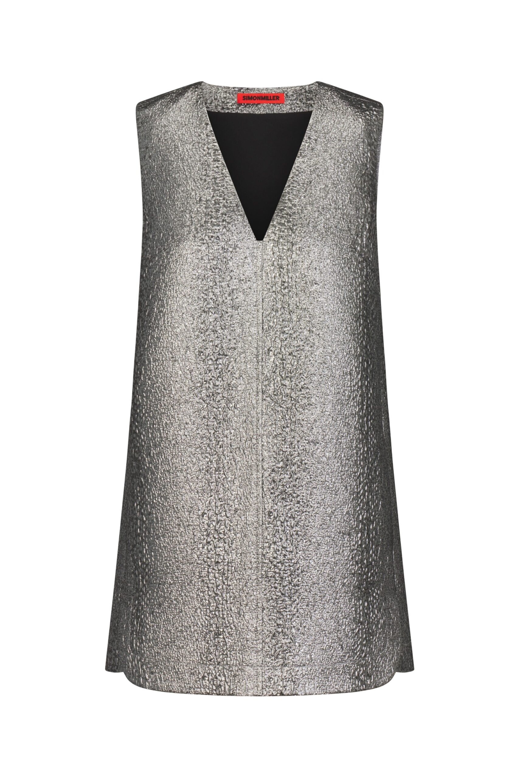 Simon Miller Fountain Metallic Mini Dress in Pewter Simon Miller Fountain Metallic Mini Dress in Pewter | Mini Dresses | Coveti