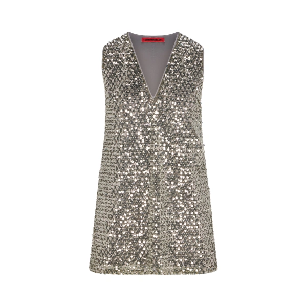 Fountain Sequin Dress in Satellite Silver