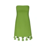 Simon Miller Freya Linen Tassel Mini Dress in Matcha | Mini Dresses | Coveti