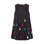 Simon Miller Gianna Taffeta Tassel Mini Dress in Black Multi | Mini Dresses | Coveti