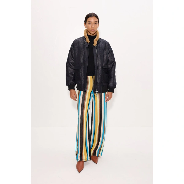 Simon Miller Halle Faux Shearling Bomber Jacket in Black | Bomber Jackets | Coveti