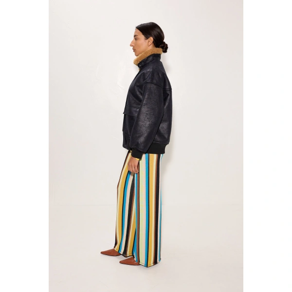 Simon Miller Halle Faux Shearling Bomber Jacket in Black | Bomber Jackets | Coveti