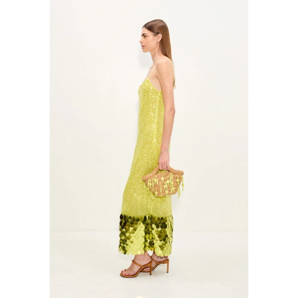 Simon Miller Imogen Sequin Midi Dress in Peridot Combo | Midi Dresses | Coveti